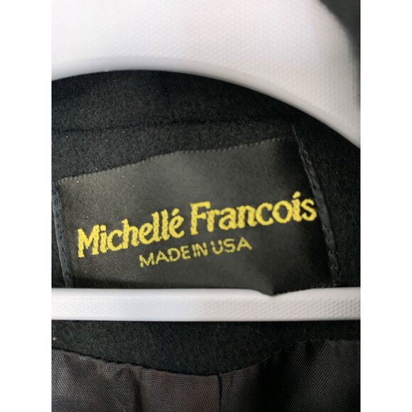 Michelle Francois Black Wool Long Trench Coat Size Large - Picture 3 of 15